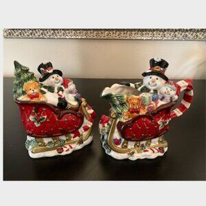 Snowman Ceramic Creamer and Sugar Bowl